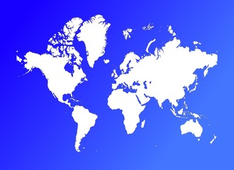 Fototapeta na wymiar map of the world on blue gradient background
