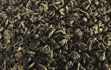 dry green tea leaves