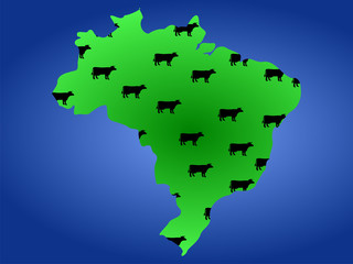 map of brazil with cows