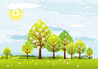 landscape with  trees, vector