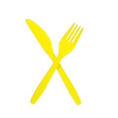 restaurant : vibrant yellow fork and knife