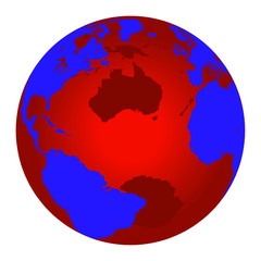 red and blue world globe