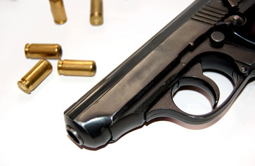 pistol and ammo closeup