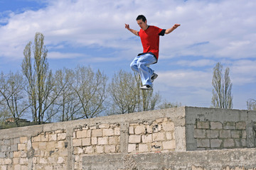 Fototapeta na wymiar jumping guy