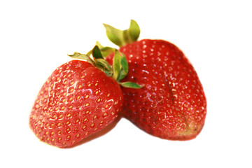 couple fresh red strawberries