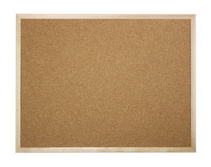 blank cork board isolated on white
