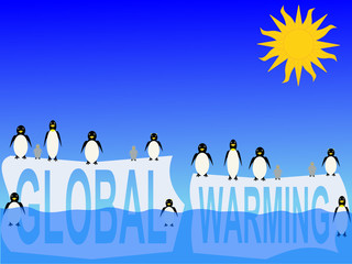 Obraz premium global warming with penguins