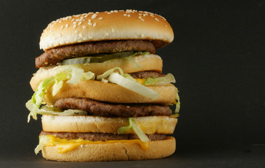 hamburger over black