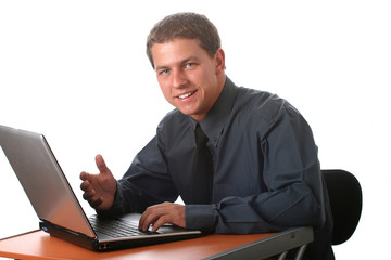male business man with laptop