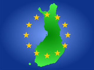 map of finland and european union flag