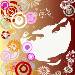 girl with circles and flowers