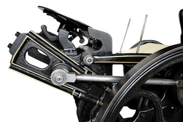 antique printing press, side view