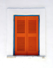 Fototapeta premium orange window, santorini, greece
