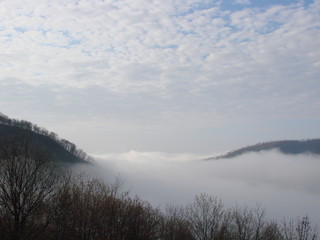 low clouds over the hudson