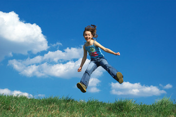young girl jumping