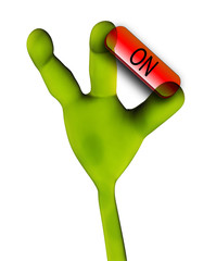 alien hand pushing button 244