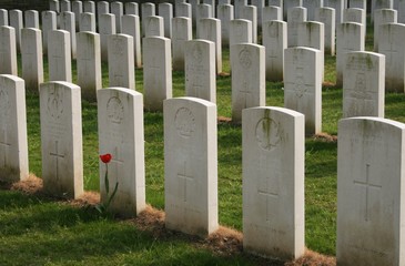 war cemetery gravestones in graveyard - 3076146