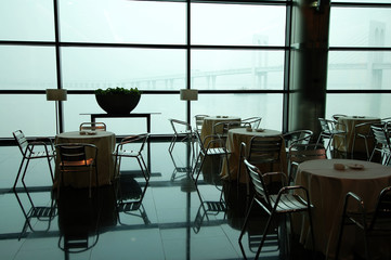 The tables and chiars of entertainment center