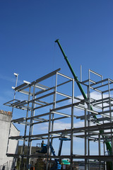 cherry picker and new building