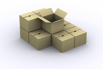 piled cardboard boxes