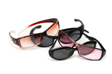 various sunglasses isolated on the white background