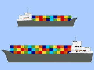 fully ladened container ships