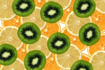 Fototapeta premium oranges, lemons and kiwi