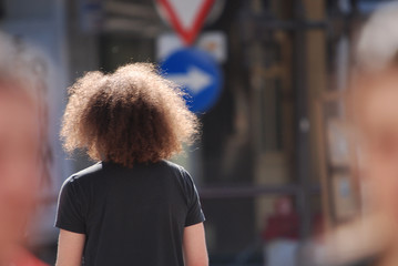 afro hairstyle on street
