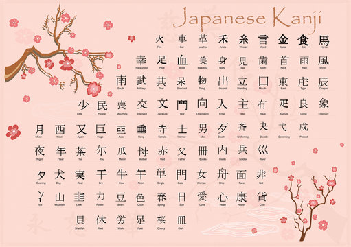 Fototapeta japanese kanji with meanings.