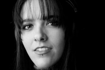 Fototapeta premium fashion model - listening to music