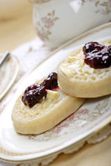 crumpets and jam