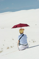 woman on white sand dunes