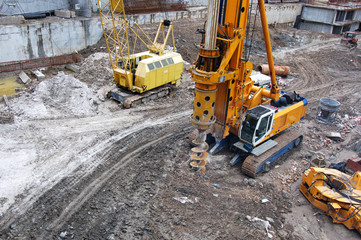 caterpillar tractors on a construction site