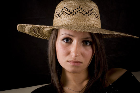 beautiful young woman with hat