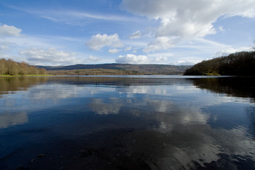 a blue river under the blue sky and lovely landscape