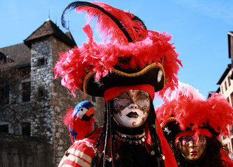 man and woman in mask