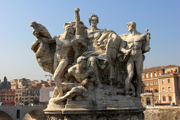 Obraz premium monument on bridge vittorio emanuele ii to vatican