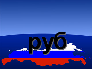russian ruble sign with map