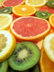 Fotobehang Set van verschillende soorten fruit © Liga Lauzuma