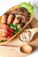 meat cutlet with buckwheat