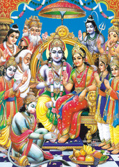 Fototapeta indian god bhagwan ram with whole darbar obraz