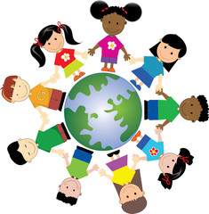 World Kids different nationalities and Global
