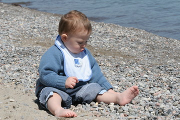 boy discovering rocks