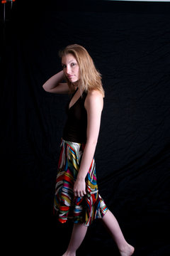 pretty woman in dark background