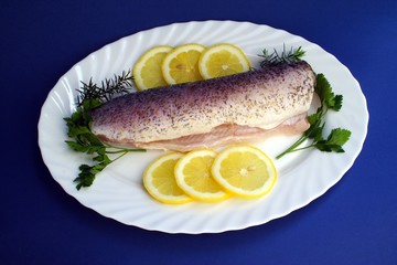 raw fish on plate
