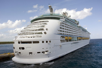 white luxury cruise ship in port