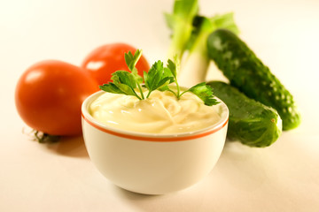mayonnaise and fresh vegetables