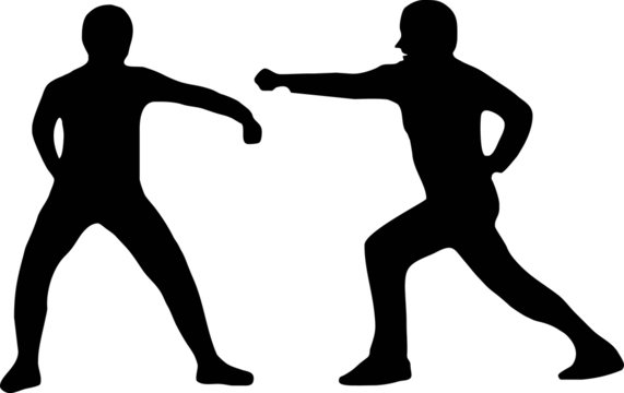 two silhouettes fighting