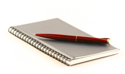 the pen and the closed notebook