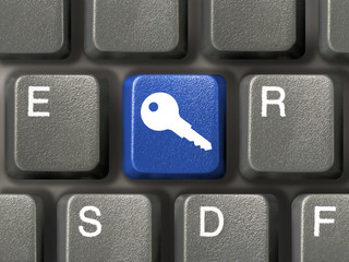 keyboard with blue security key